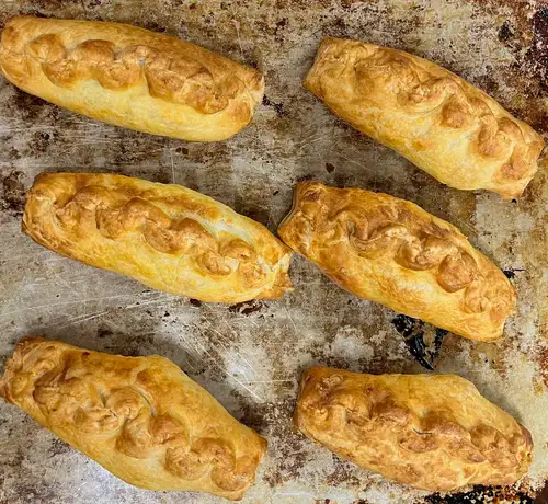 Freshly baked pasties from Belinda's Bakery