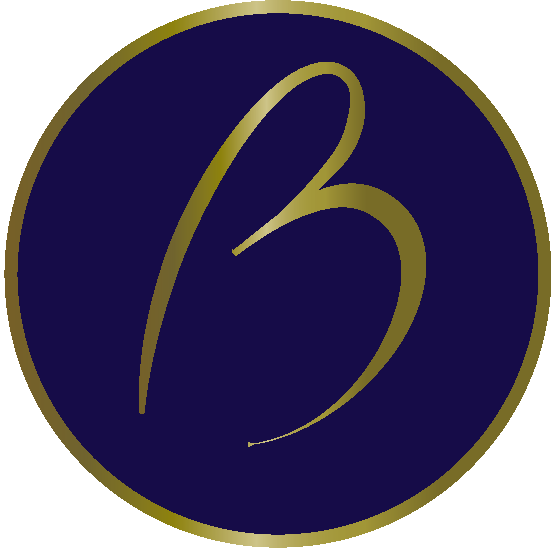 midnight blue and gold B emblem
